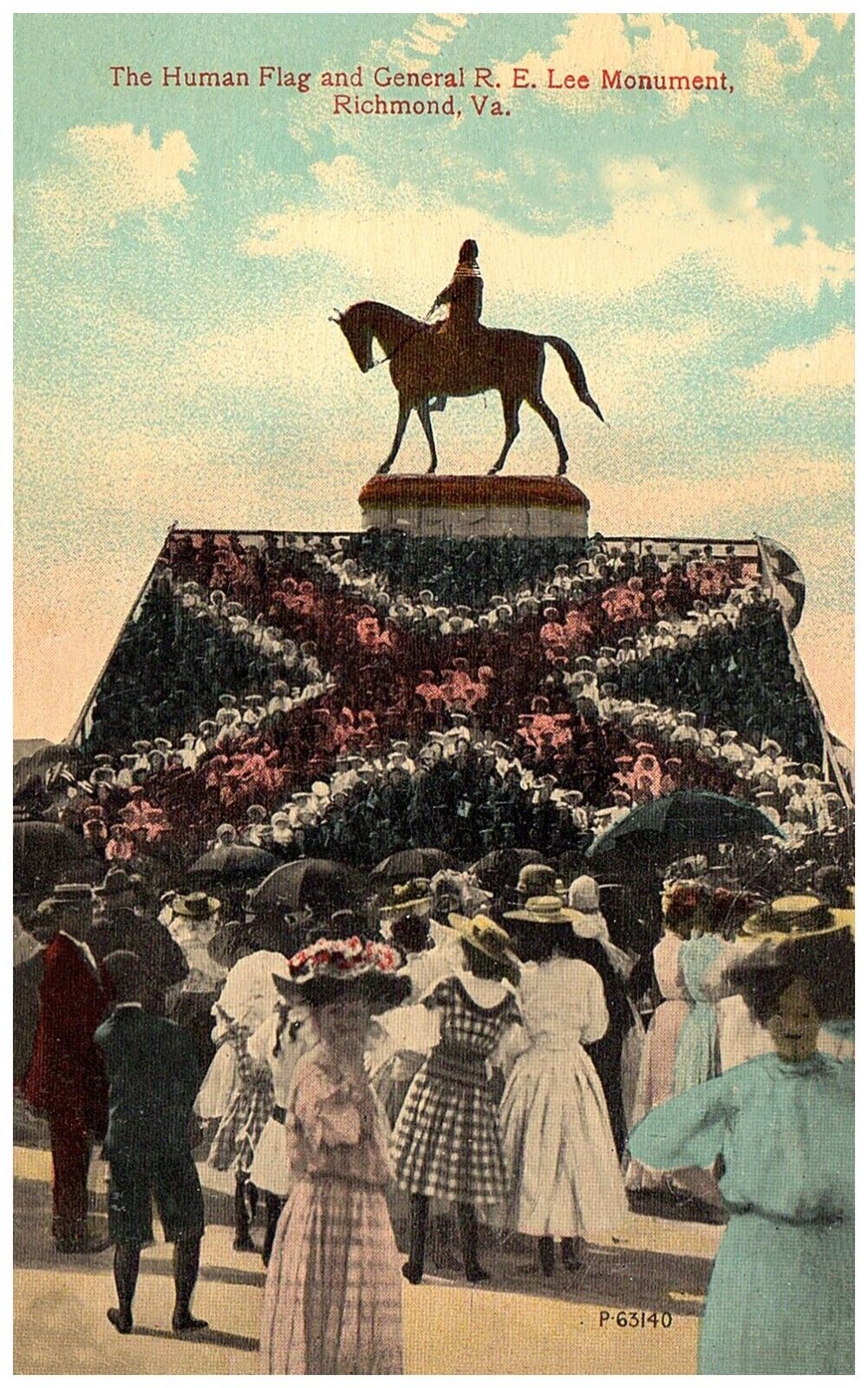 Postcard Human Flag Monument Robert E. Lee Richmond Virginia VA Reprint  #76104