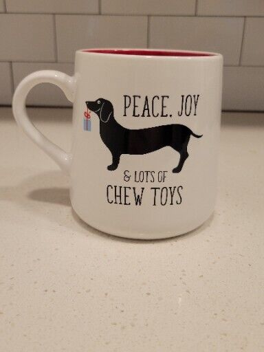 Kirkland\'s Dachshund Peace Joy Lots Of Chew Toys Cup Mug Ln Christmas 