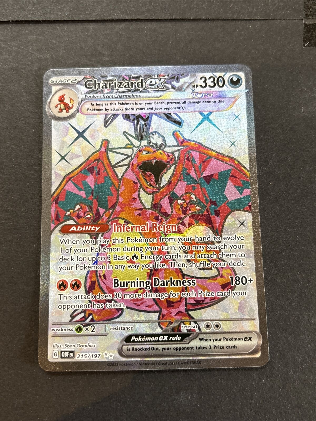 Charizard ex 215/197 Scarlet & Violet Obsidian Flames Ultra Rare Pokemon Card NM