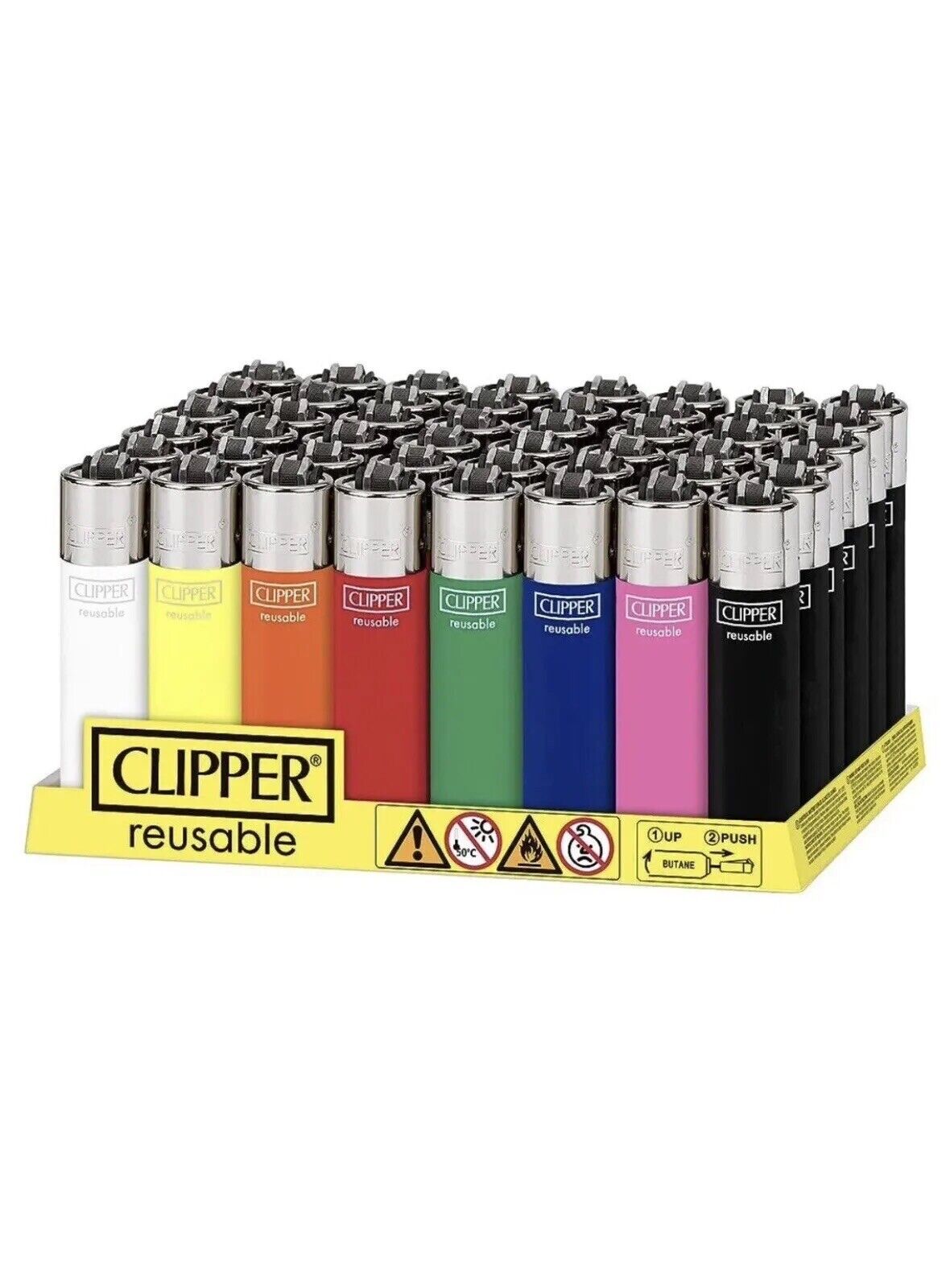 8 X Clipper Reusable Lighters Assorted Solid Color Refillable