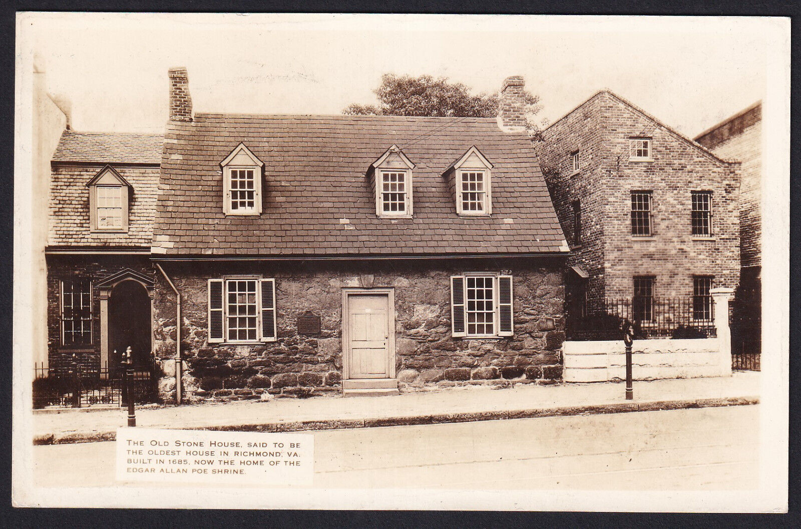 Virginia-VA-Richmond-Real Photo-OldStone House-Oldest-Edgar Allan Poe-RPPC