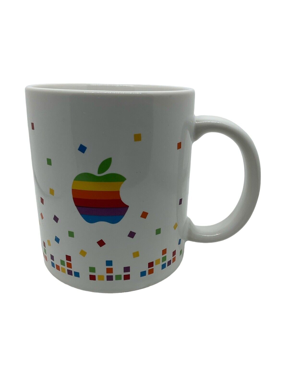 Vintage Apple Computer Rainbow Apple Logo Mug Confetti Pixels Multicolor EUC