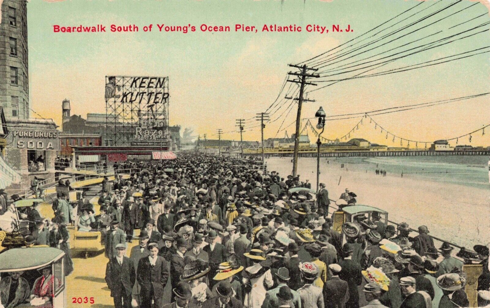 BOARDWALK SOUTH OF YOUNG\'S OCEAN PIER ATLANTIC CITY, NJ Vintage PC