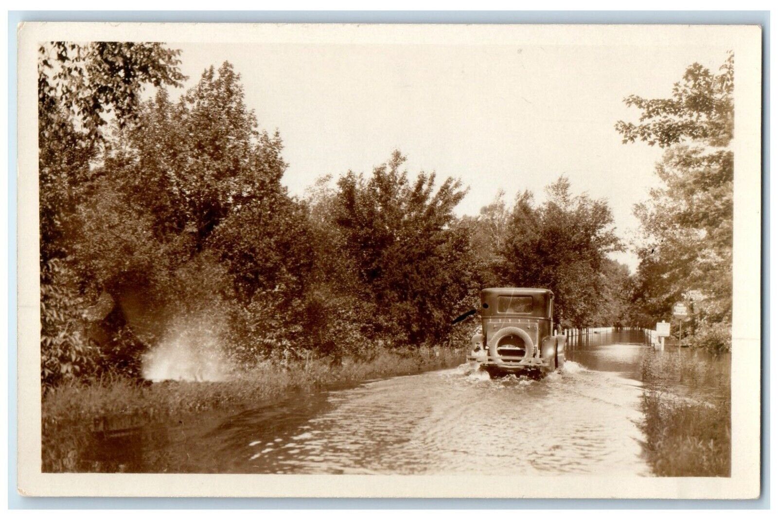 c1910\'s Flood Car View Car Wisconsin Rapids Wisconsin WI RPPC Photo Postcard