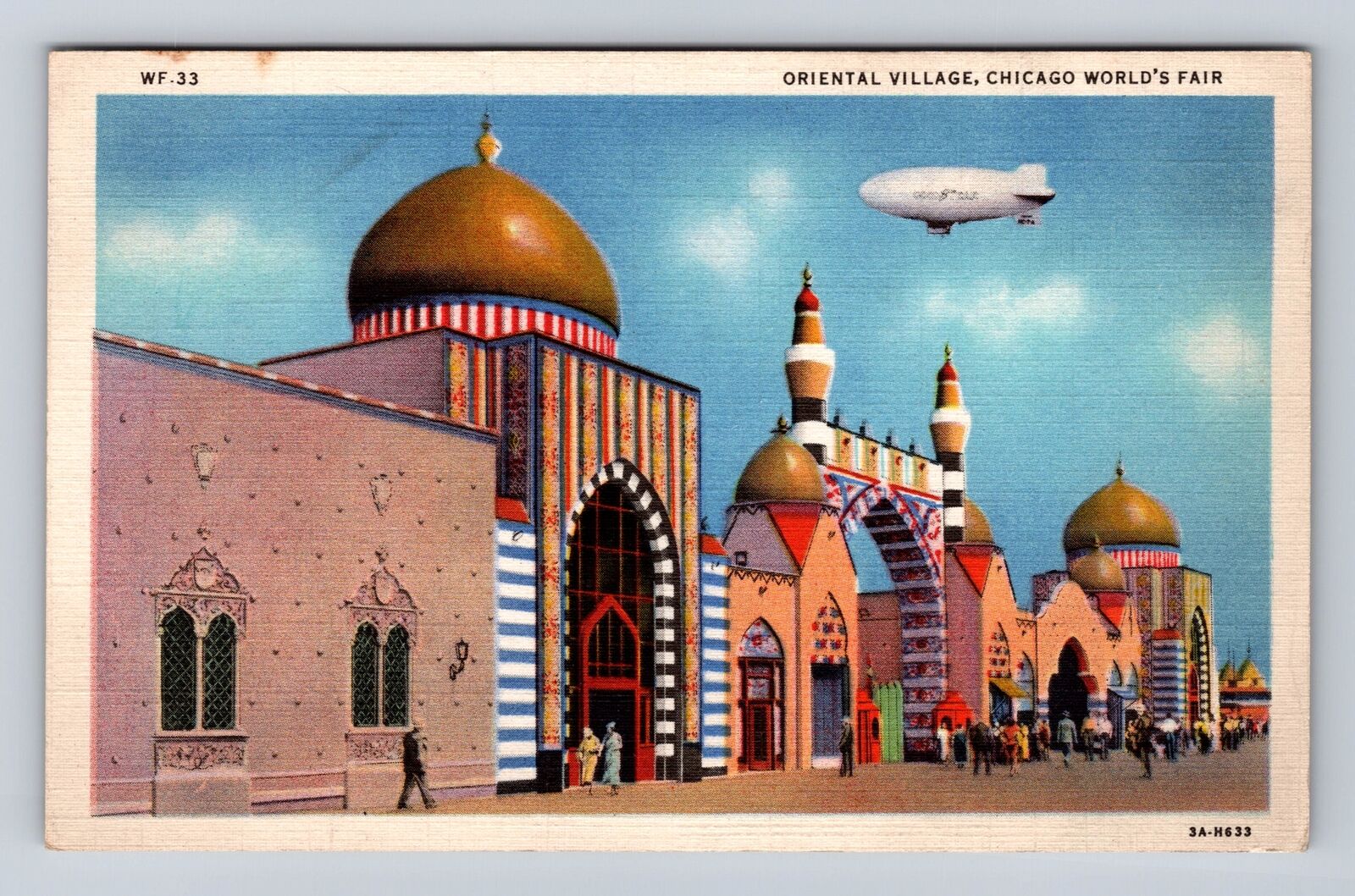 Chicago IL-Illinois, Worlds Fair, Oriental Village, Antique Vintage Postcard