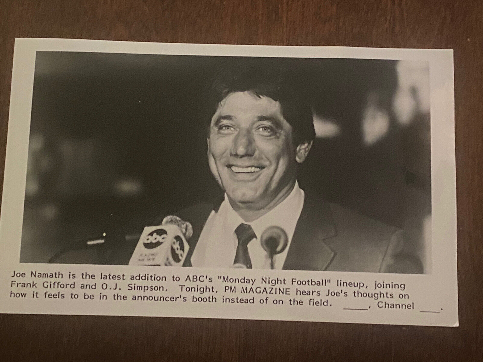 1985 ABC Monday Night Football Joe￼ Namath Press Photo - RARE