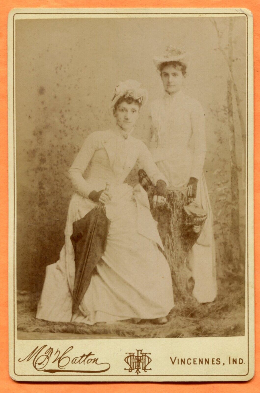 Vincennes IN, Portrait of 2 Young Women, by Hatton, circa 1890 Backstamp