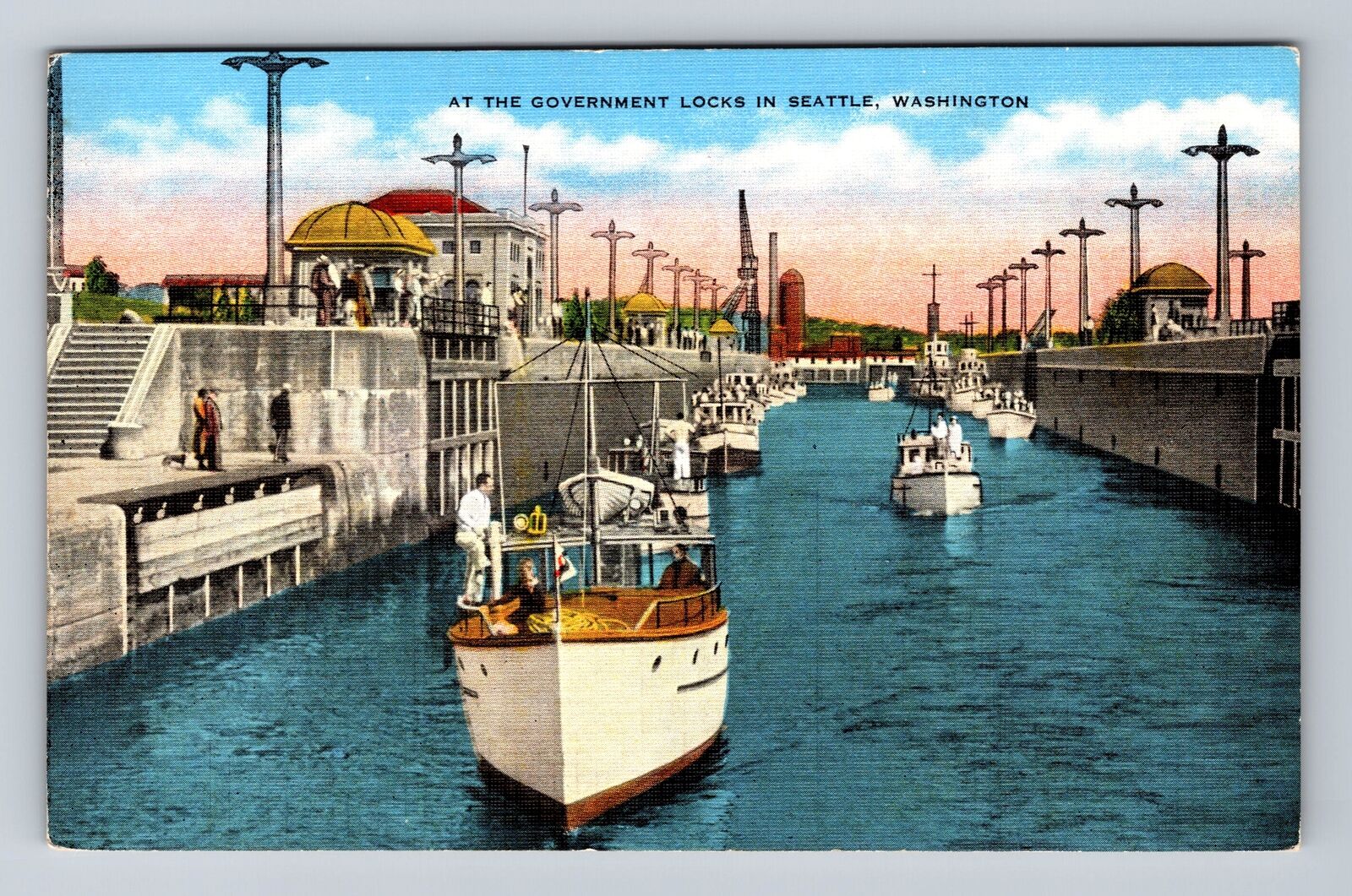 Seattle WA-Washington, Government Locks, Antique, Vintage Postcard