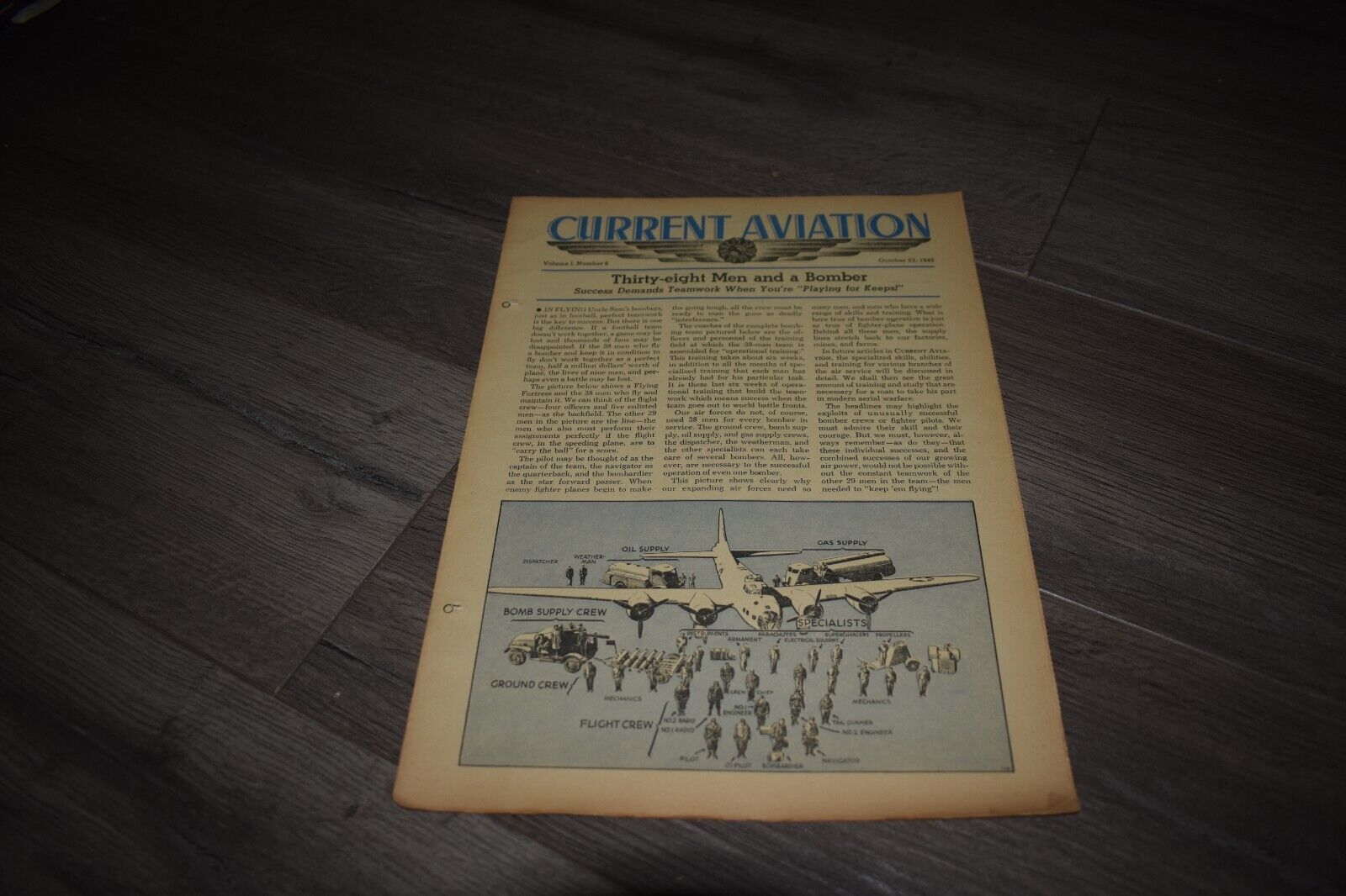 Current Aviation publication Oct 23 1942 V1 N6 bomber 38 man team & more WW2