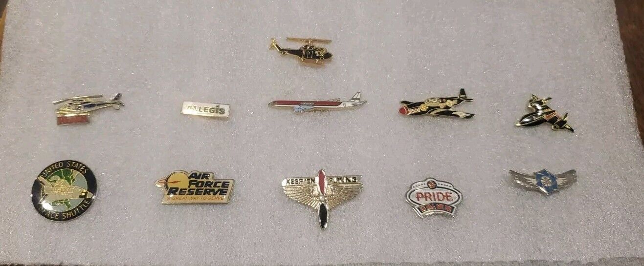 Vintage Airplane Aircraft  Aviation Pin Lot of 11 Space Shuttle Air Force Planes