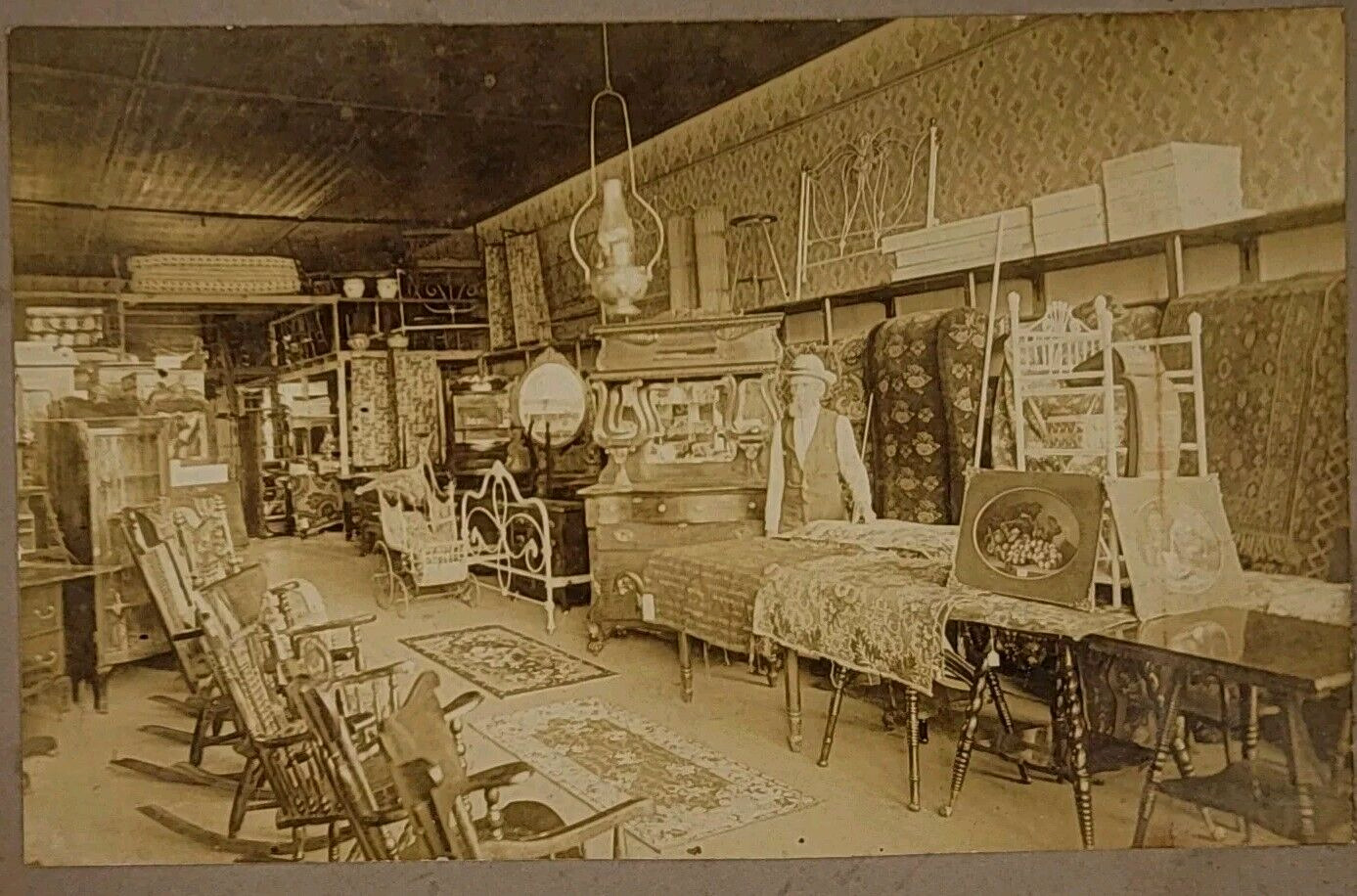 Antique Boarded Occupational Photo Furniture Store Interior Shop Keeper Owner