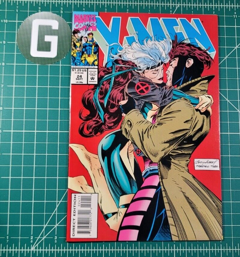 X-Men #24 (1993) ICONIC Gambit Rogue Kiss Cover Kubert Marvel Comics VF/NM