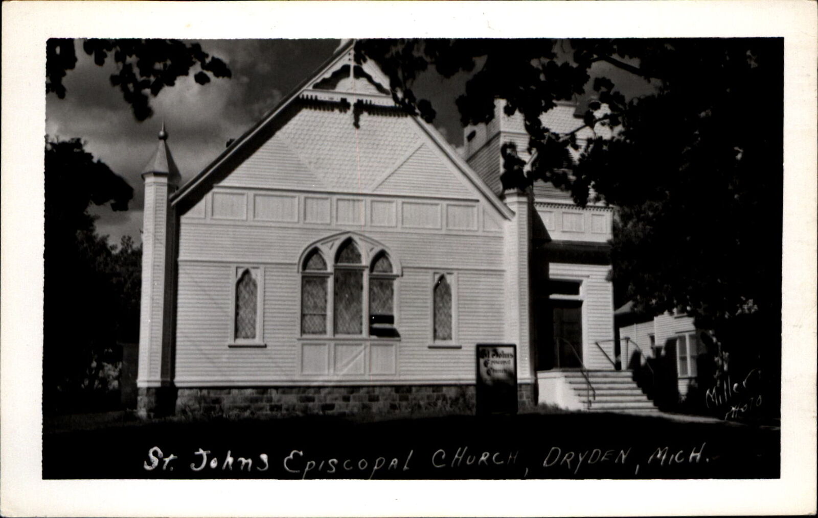 St Johns Episcopal Church ~ Dryden Michigan MI ~ RPPC real photo