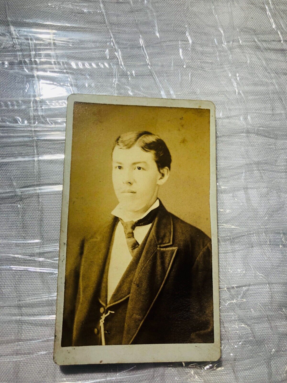 Novelty 1890 Cabinet Card Young Man in formal attire in St. Louis MO Photobooth