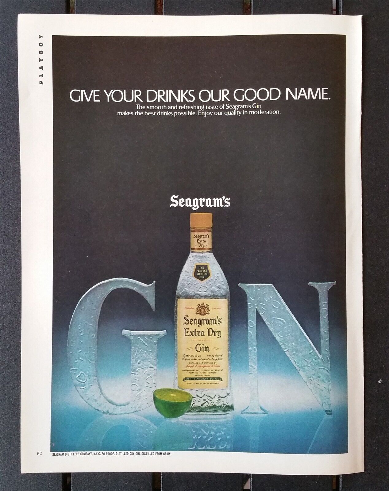 Vintage 1980 Seagram\'s Extra Dry Gin Full Page Original AD