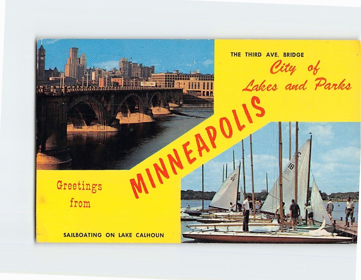 Postcard Greetings from City of Lakes & Parks Minneapolis Minnesota USA