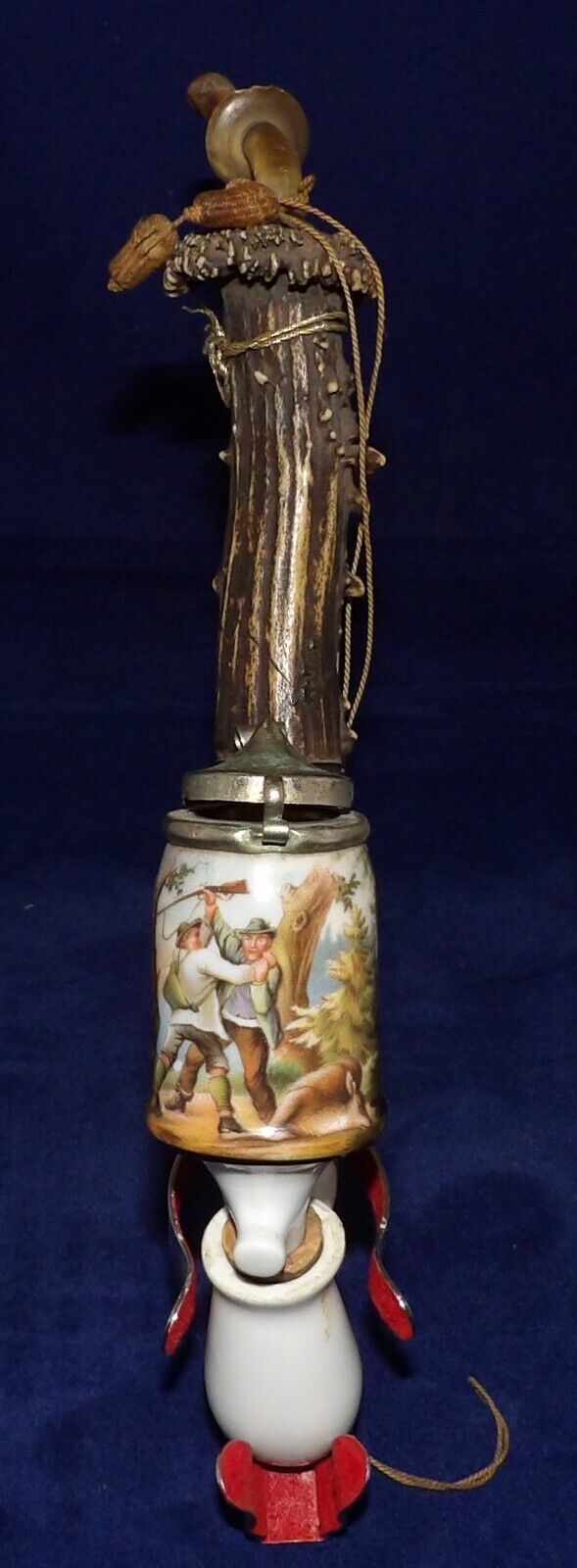 Antique GERMAN AUSTRIAN Hunting PORCELAIN TOBACCO PIPE Hand painted 10\