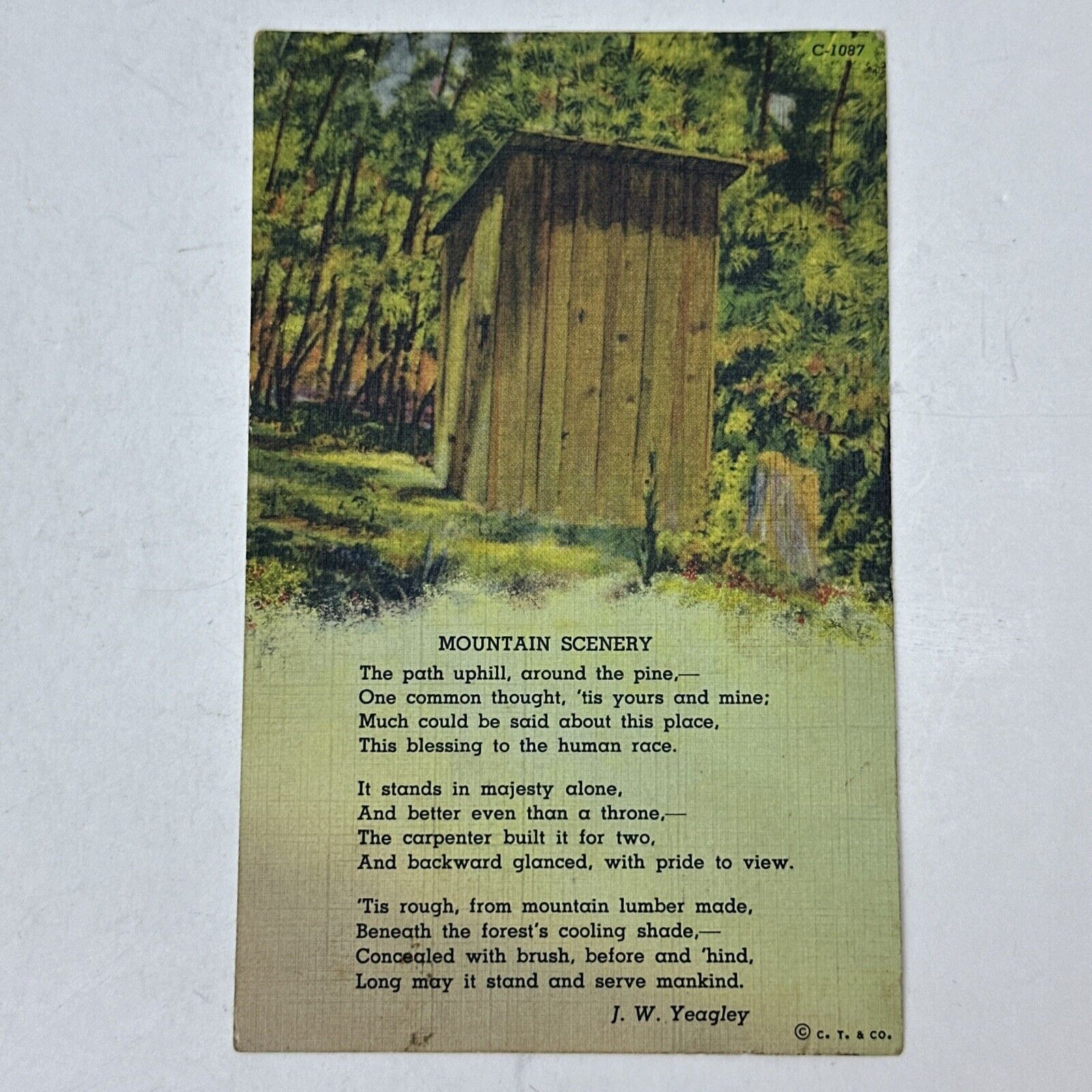 Mountain Scenery Poem JW Yeagley Vintage Postcard 1939