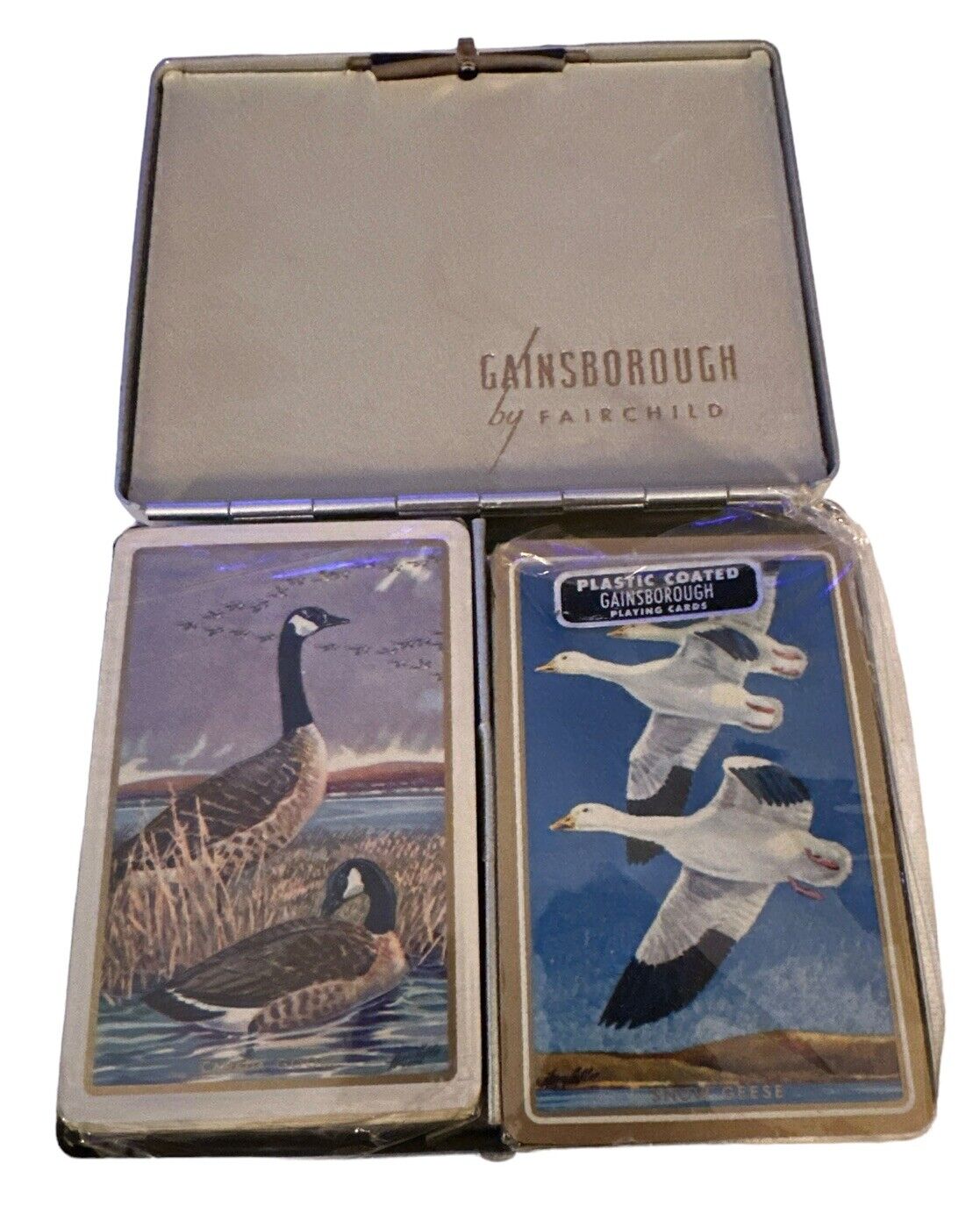 Vintage EE Fairchild Gainsborough 2 Deck Playing Cards Canada and Snow Geese USA