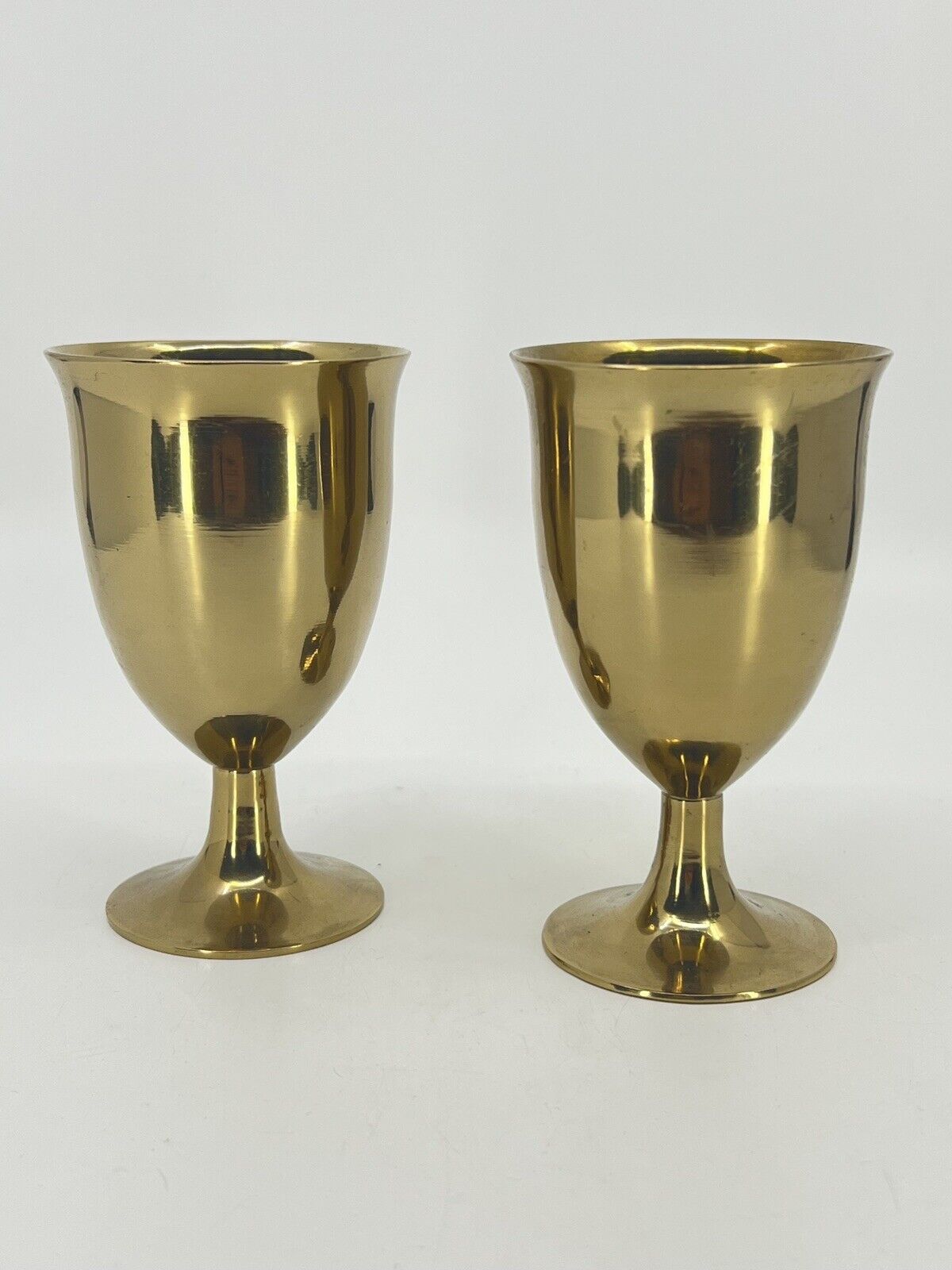 2 Vintage Communion Cups Brass / Silver plate From Korea Wedding Religious Event
