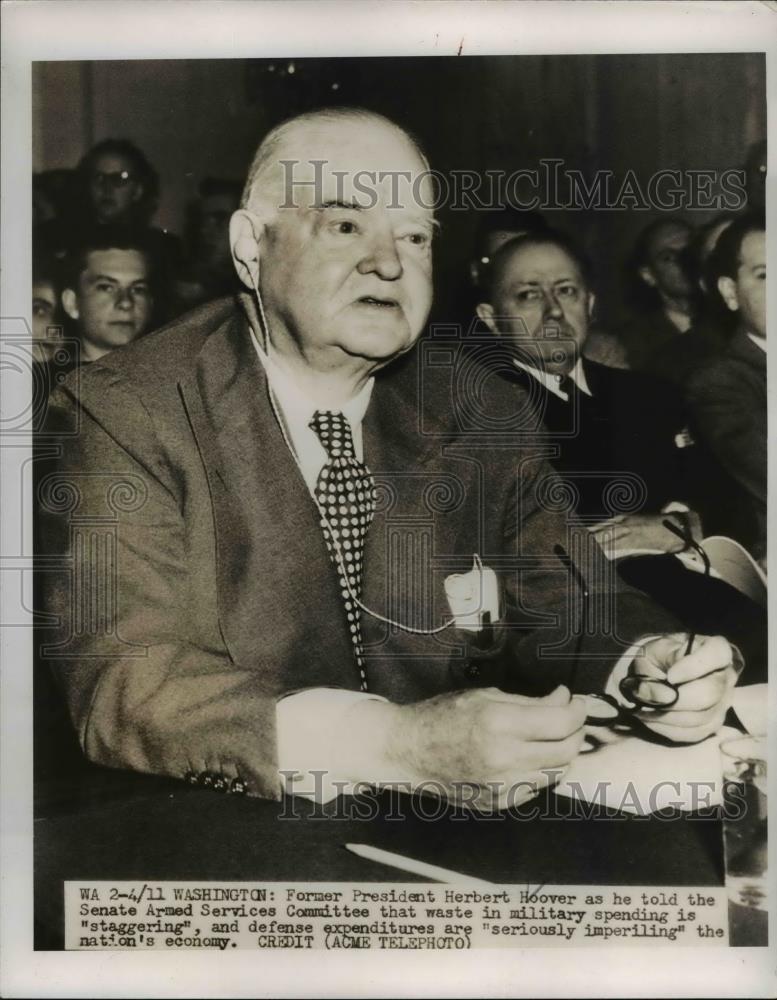 1949 Press Photo Washington-Former President Herbert Hoover at Senate.