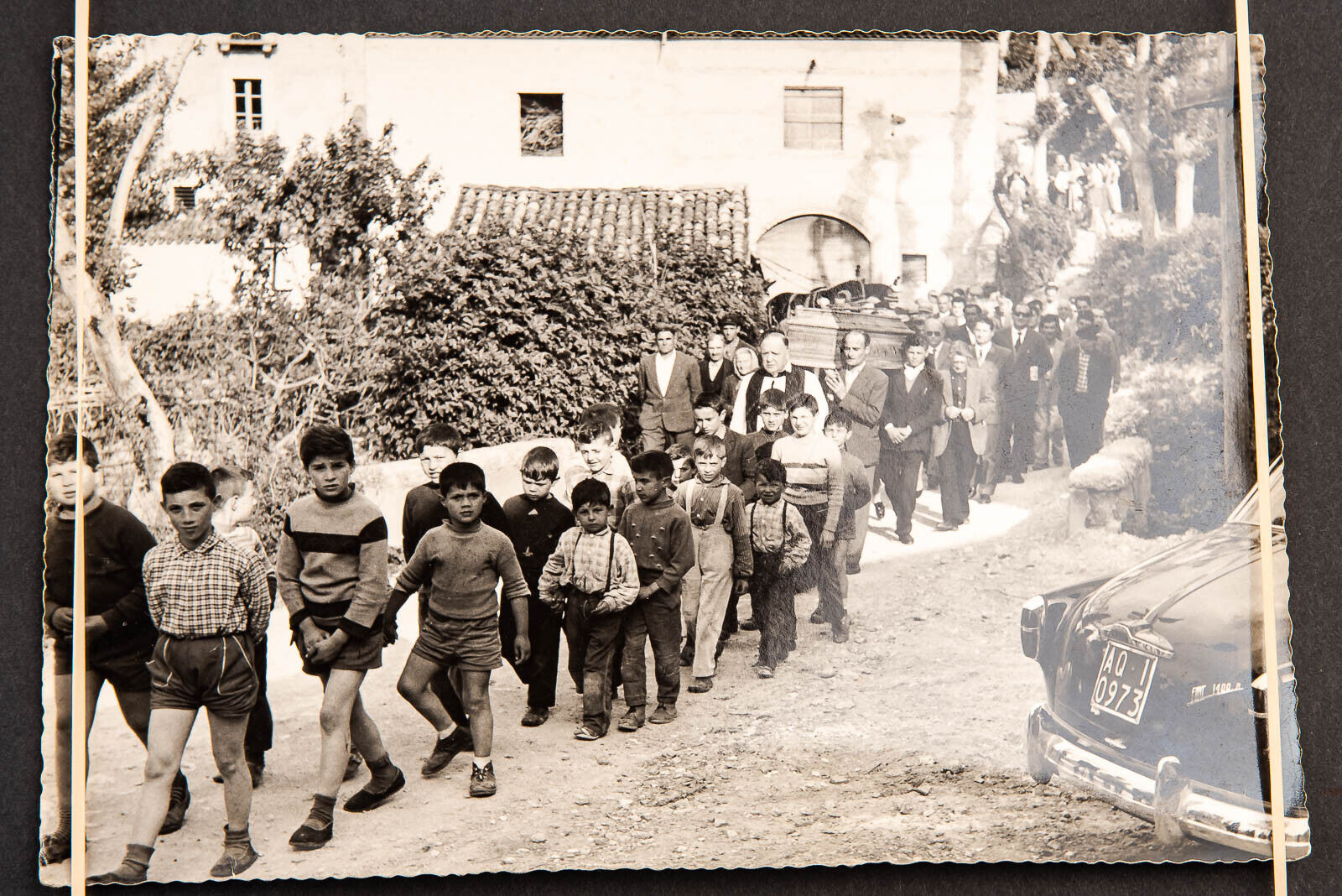 Italian Outdoor Funeral Procession Vintage Black & White Photo V11