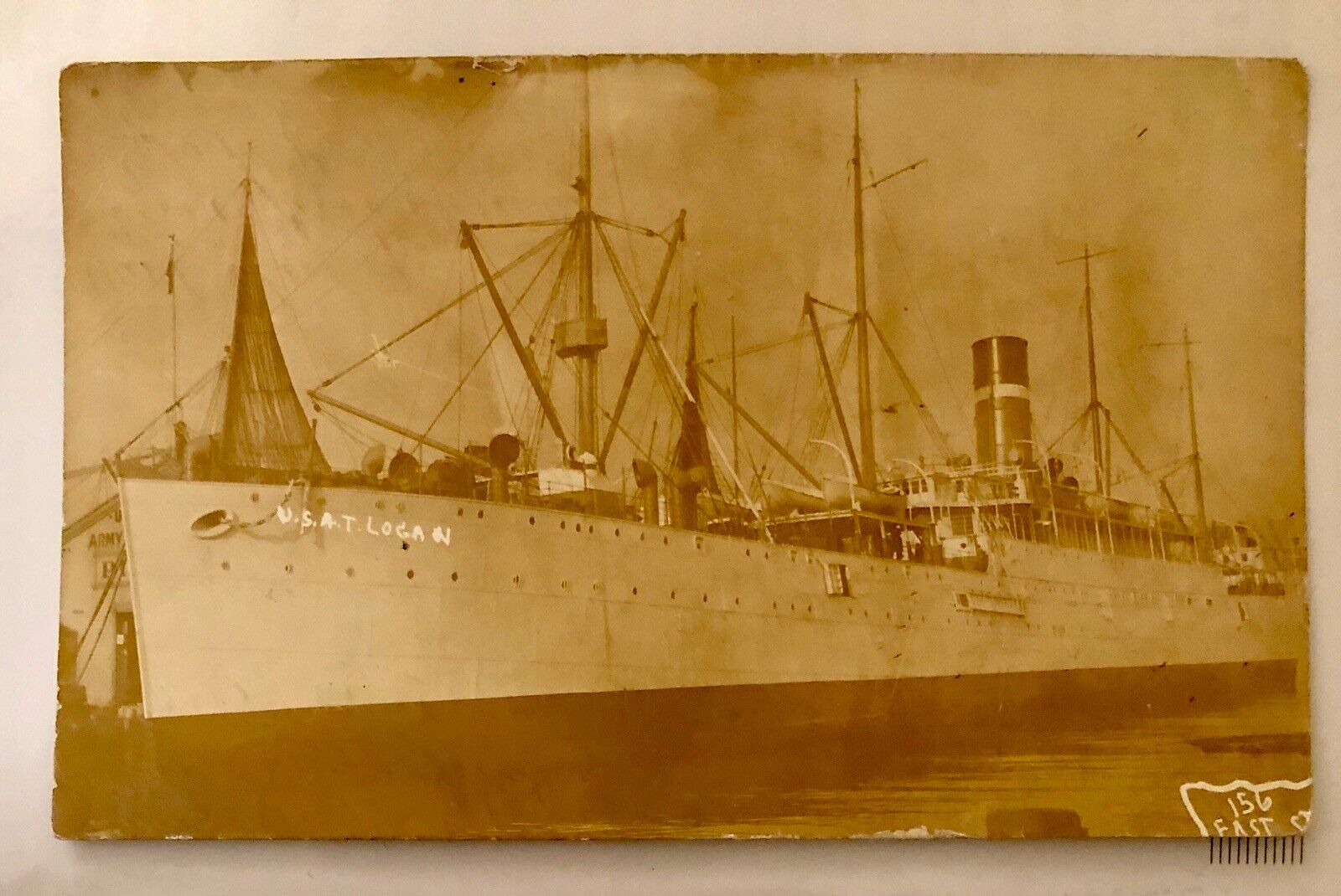 c1910 USAT Logan Army Transport Ship Vintage Postcard RPPC Real Photo