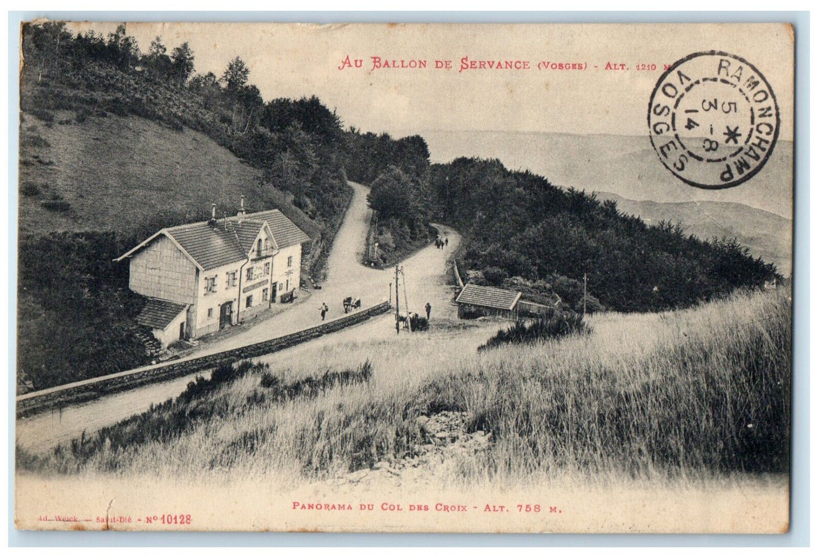 1914 Panorama Of Col des Croix at Ballon De Servance (Vosges) France Postcard