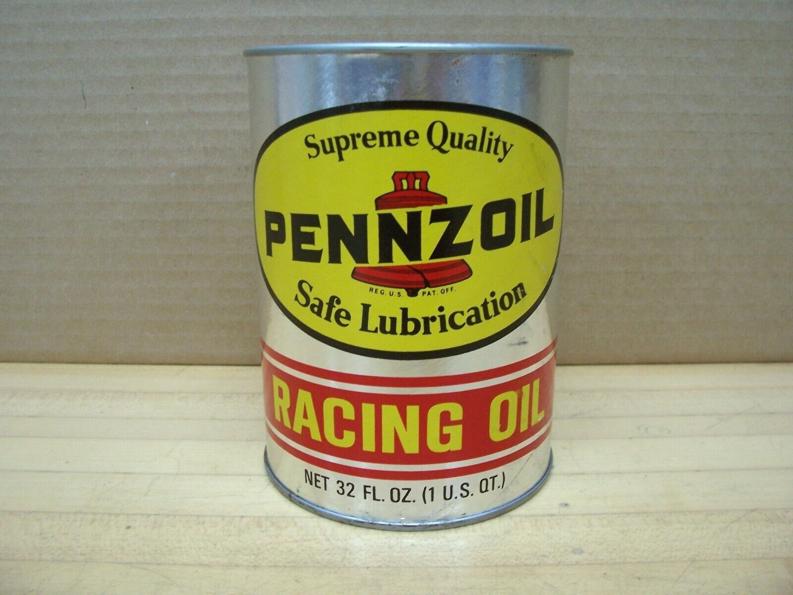 Vintage Pennzoil Racing Oil SAE 20W-40 Quart Can Advertising