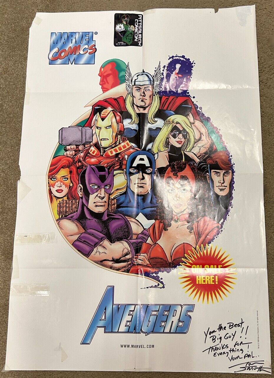 George Perez Collection Studio Displayed Avengers Promo Poster SIGNED Tom Smith