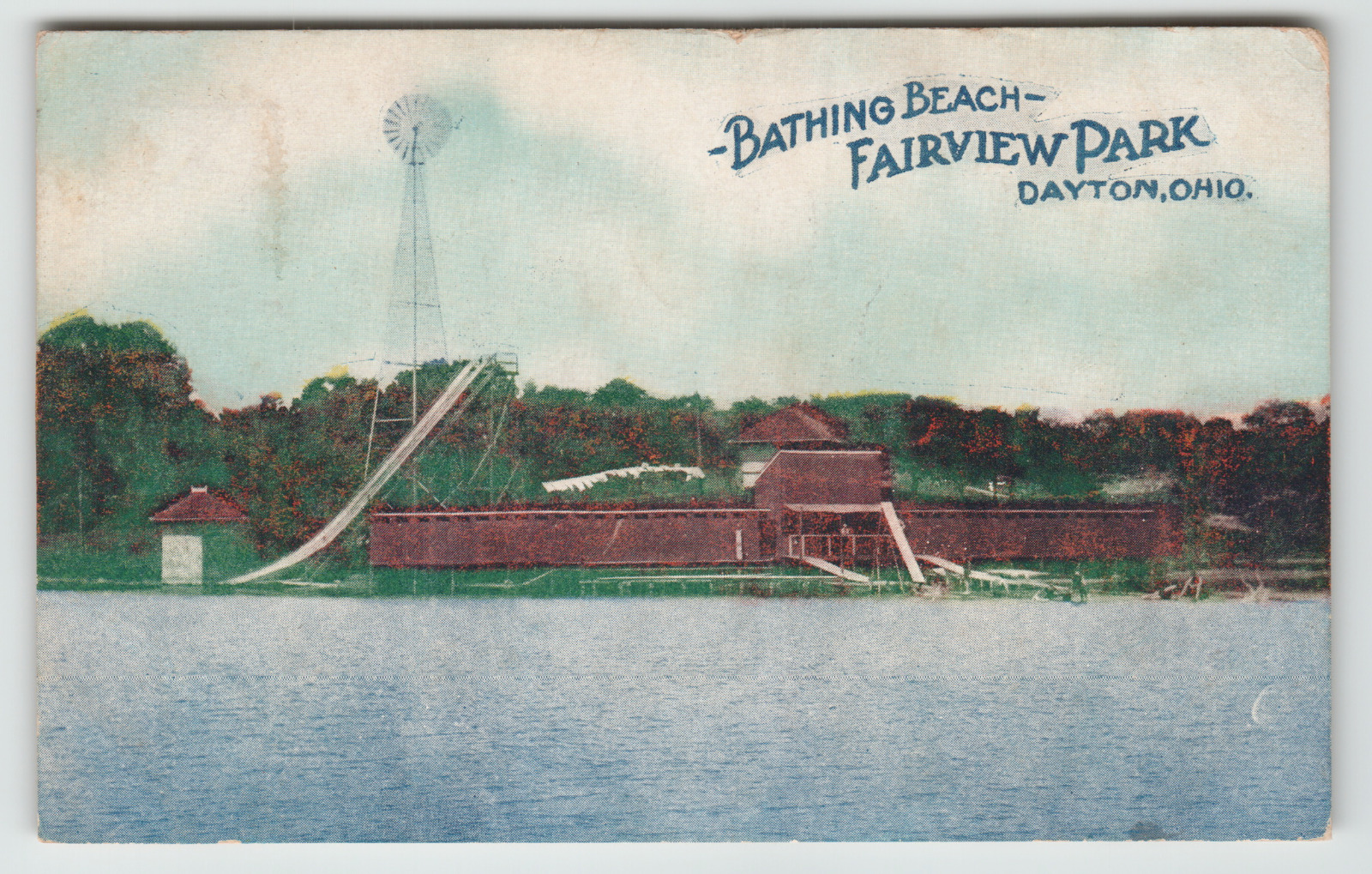 Postcard Vintage 1909 Fairview Park Bathing Beach in Dayton, OH.