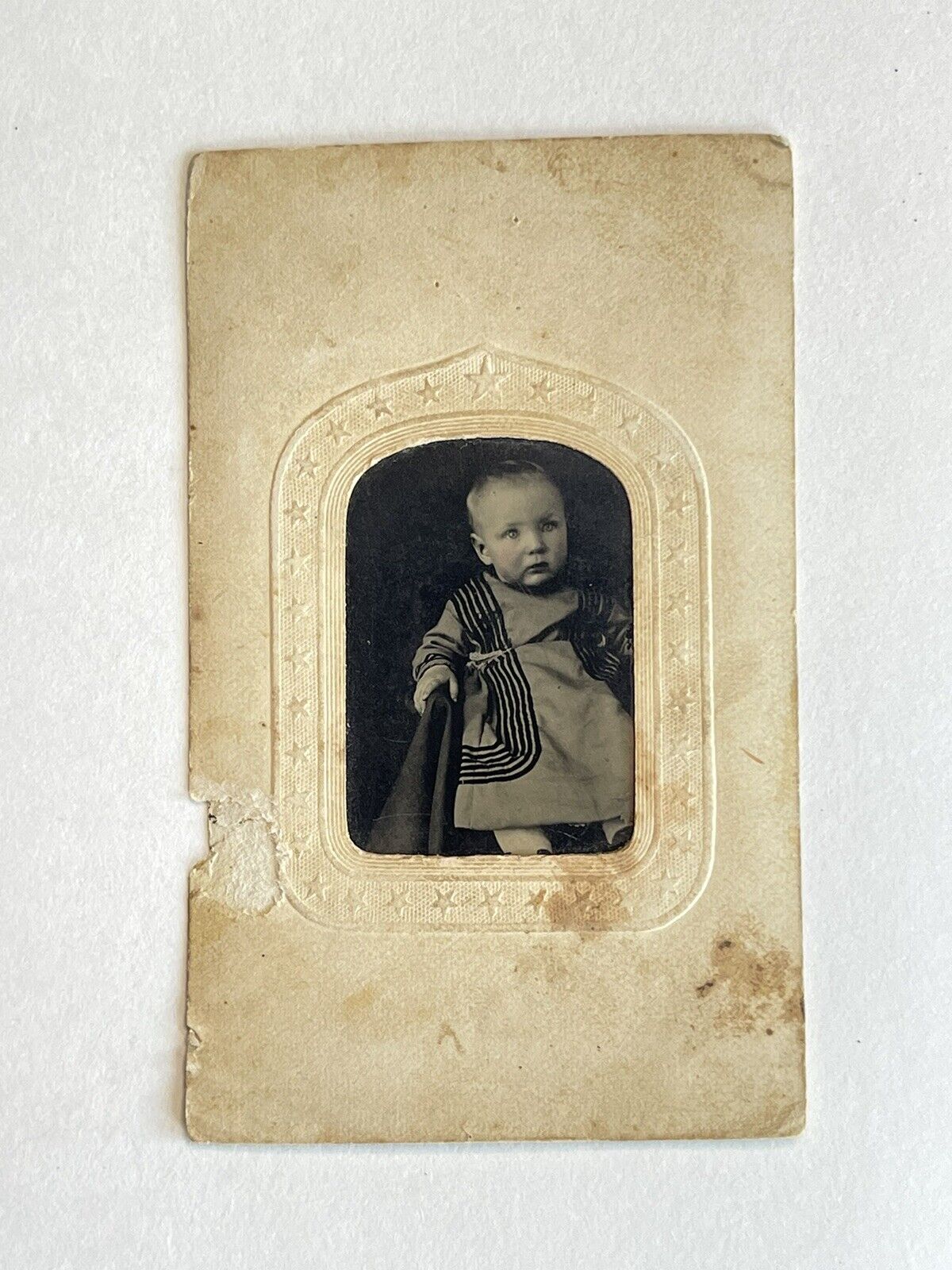 Antique Victorian Old Tintype Photo Adorable Cute Child Girl Or Boy Tin Type