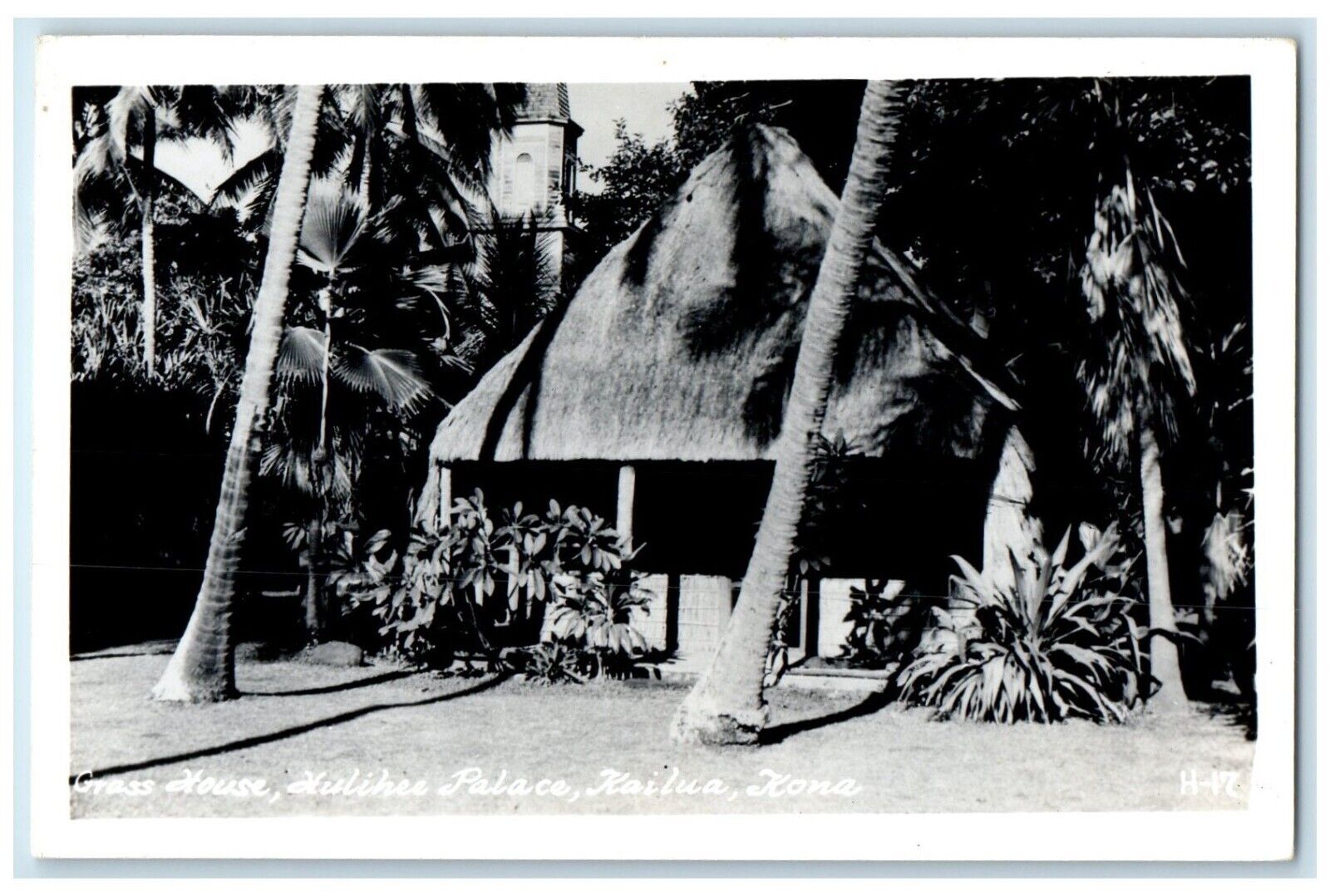c1950's Grass House Hulihee Palace Kailua Kona Hawaii HI RPPC Photo Postcard