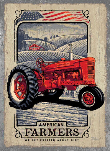 AMERICAN FARMERS We Get Excited About Dirt Vintage-Repro Tin Sign 16\