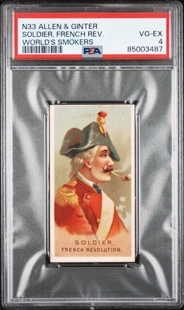 1888 N33 Allen & Ginter World’s Smokers SOLDIER FRENCH REV. PSA 4 VG-EX