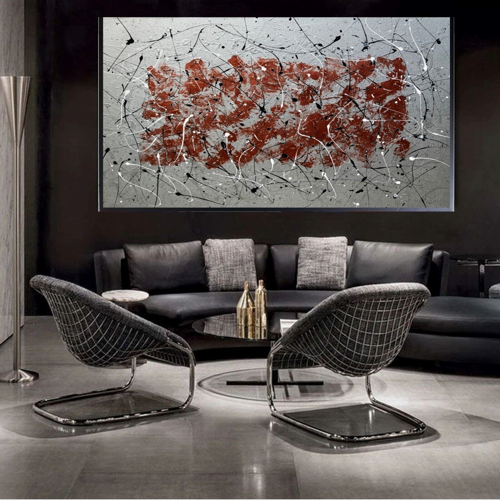 Sale Abstract Silver Bronze HANDMADE Painting 24