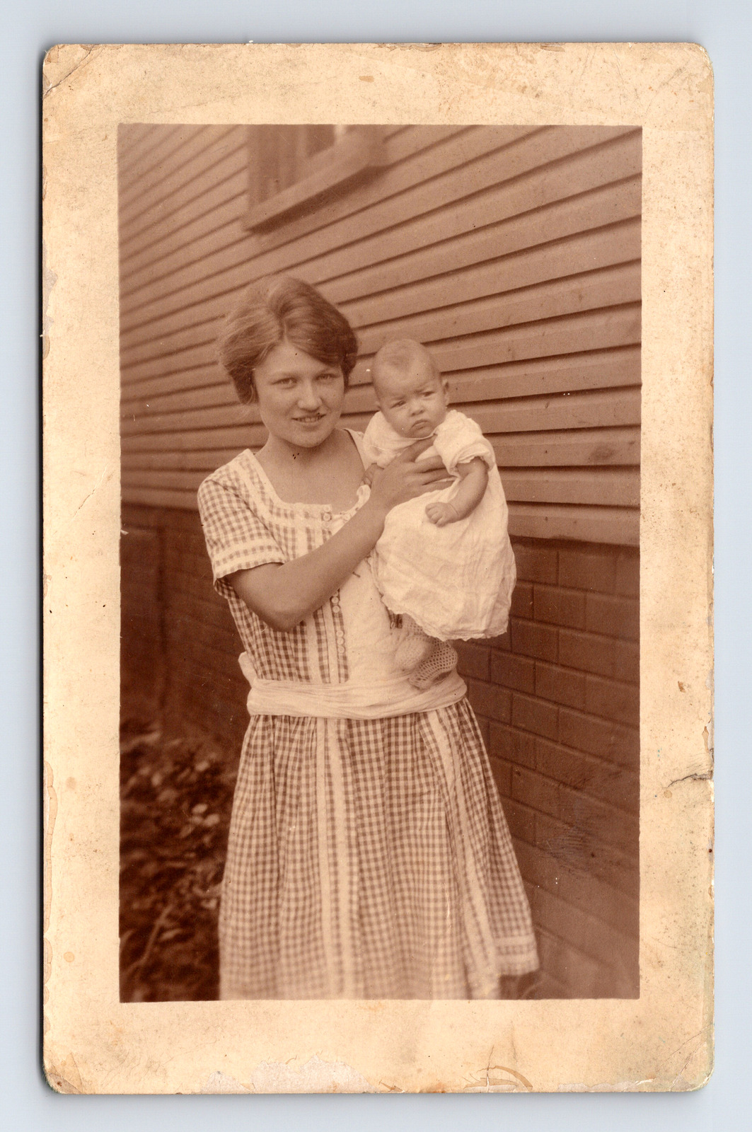 AZO RPPC Postcard Real Photo Portrait of Beautiful Mother and Baby Child