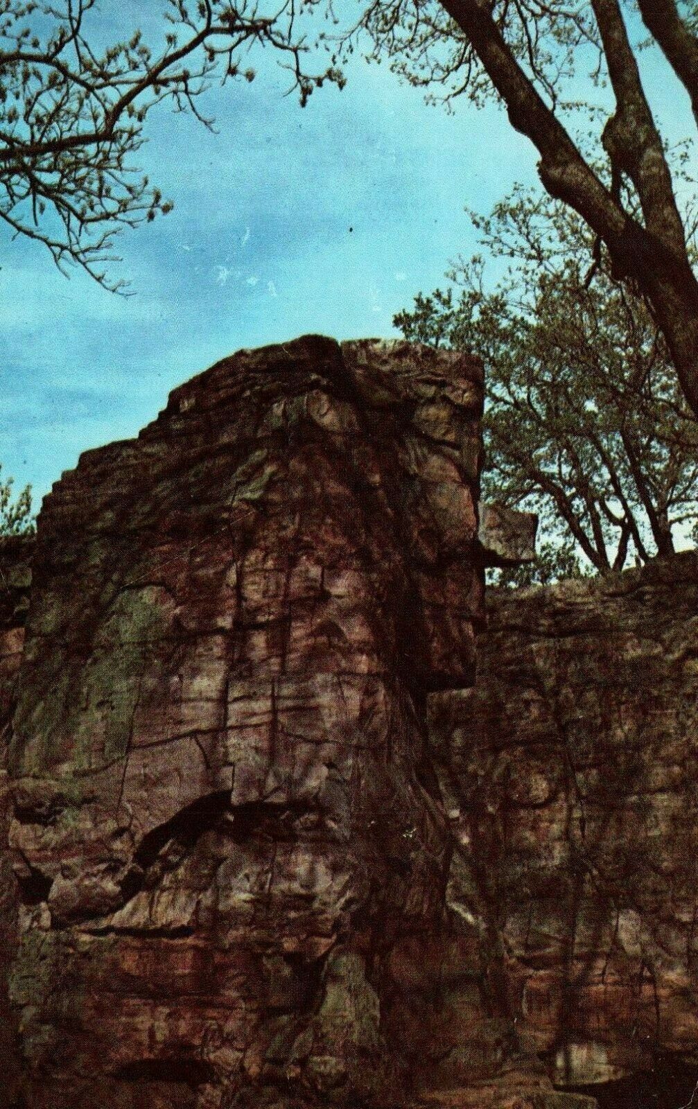 Pipestone Minnesota MN Old Stone Face Or Leaping Rock Formation Postcard