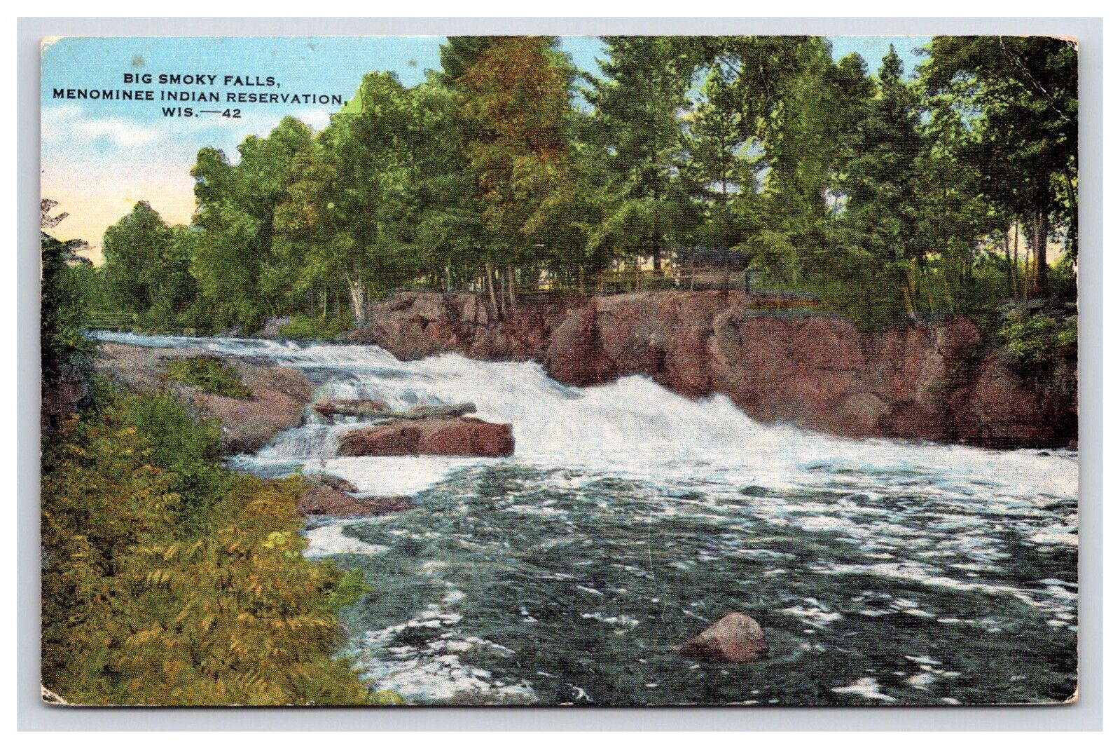 Postcard: WI 1953 Big Smoky Falls, Menomonie, Wisconsin - Posted
