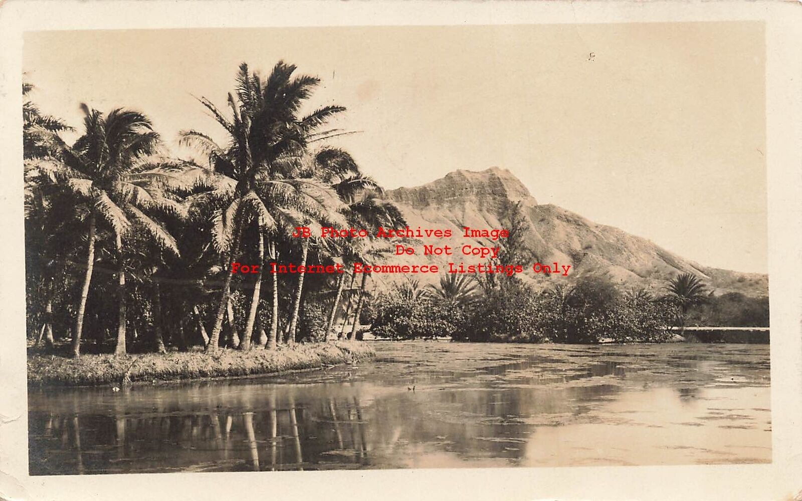 HI, Honolulu, Hawaii, RPPC, Diamond Head, Scenic View, 1916 PM, Photo