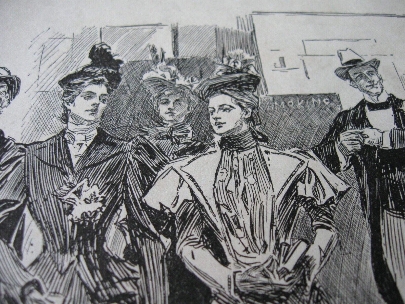 1898 Art Print - Charles Dana GIBSON GIRL New York City ELEVATED STATION Riders