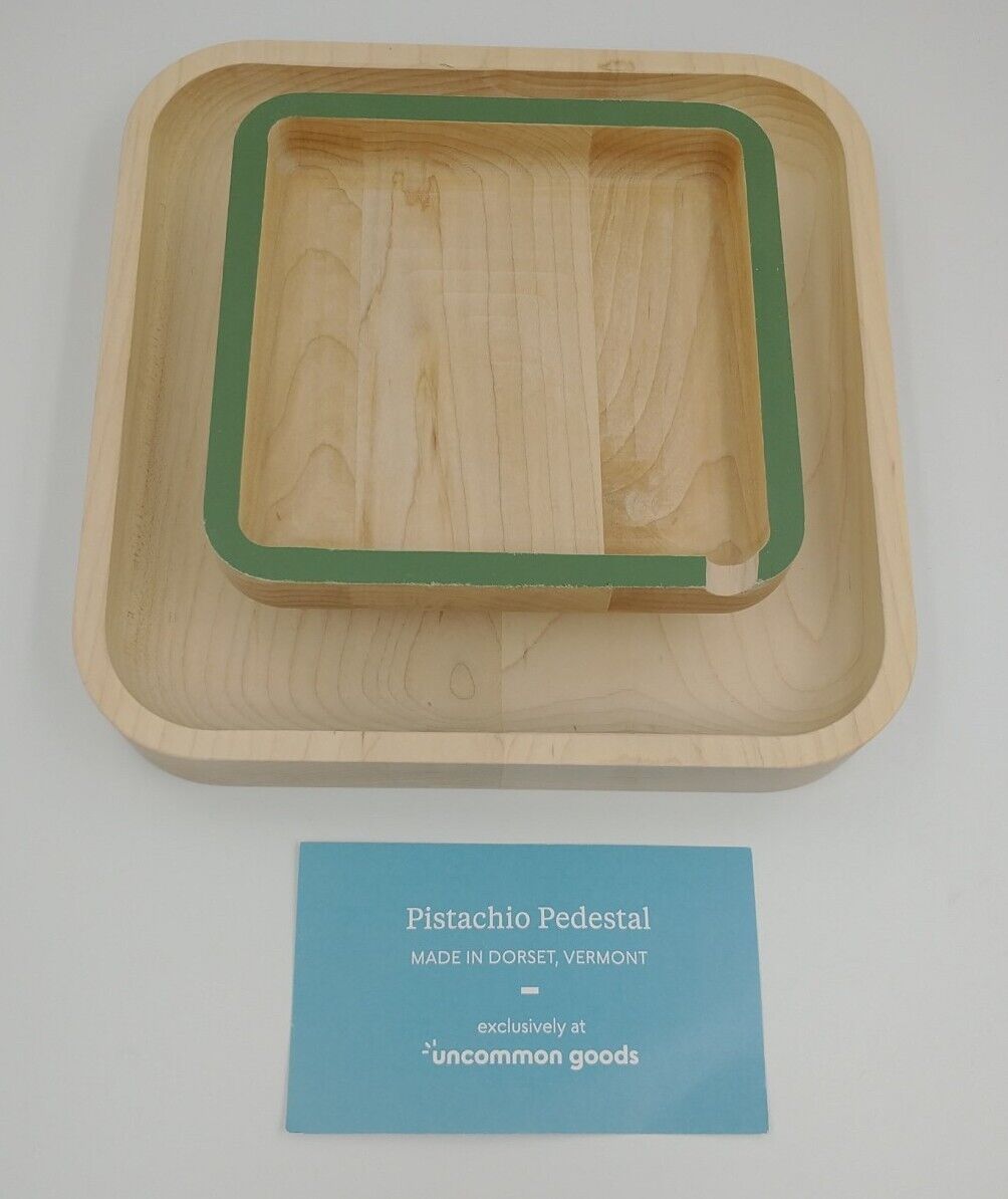 Pistachio Pedestal Wood Serving Tray 2 Tier Dish JK Adams Uncommon Goods