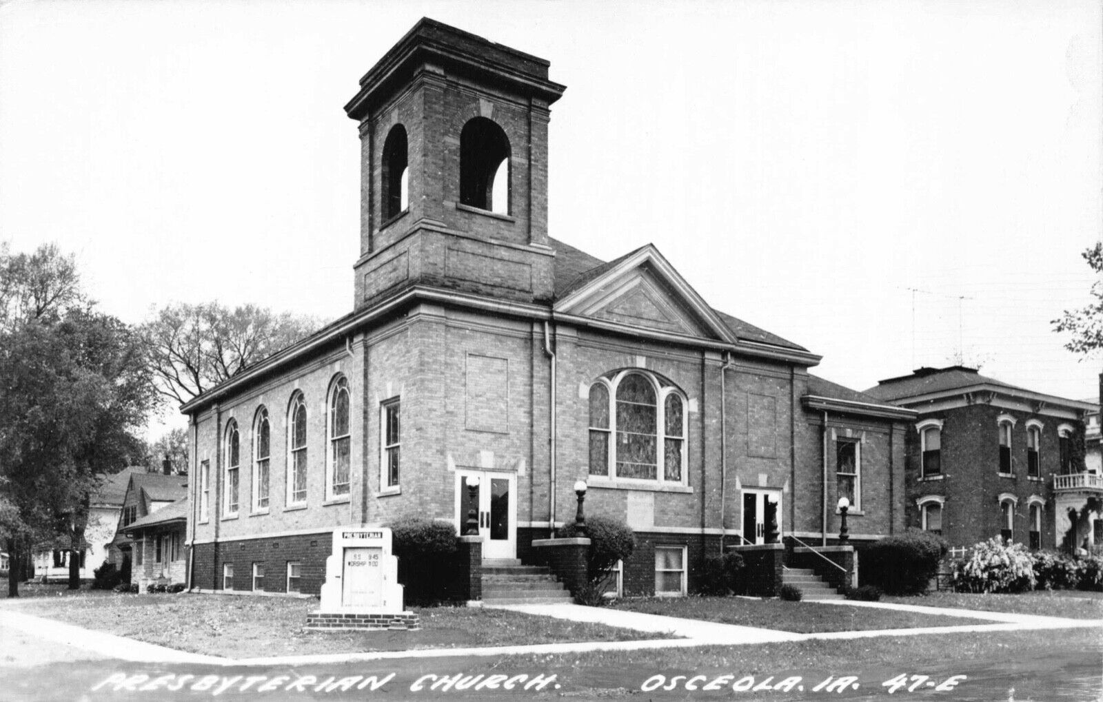 Real Photo Postcard Presbyterian Church in Osceola, Iowa~121707