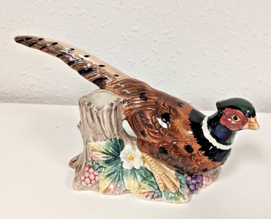 Vintage Fitz and Floyd Pheasant Candle Holder bird figurine ceramic hand painted