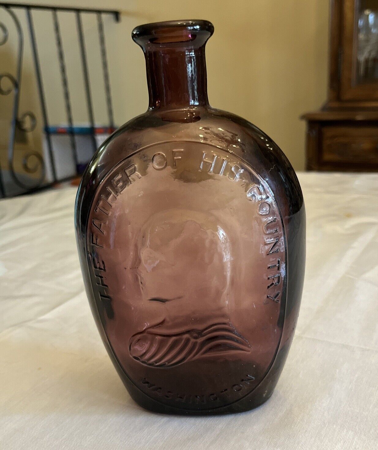 Vintage Amethyst Glass Bottle Wheaton Glass. George Washington Profile