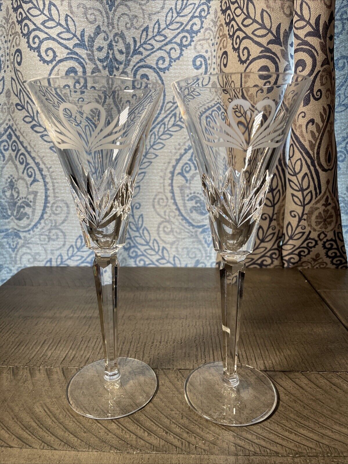 Vintage Waterford Crystal Wedding Collection Swan Champagne Flutes