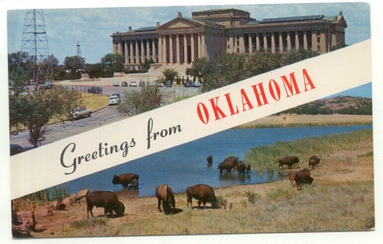 Greetings From Oklahoma Vintage Postcard
