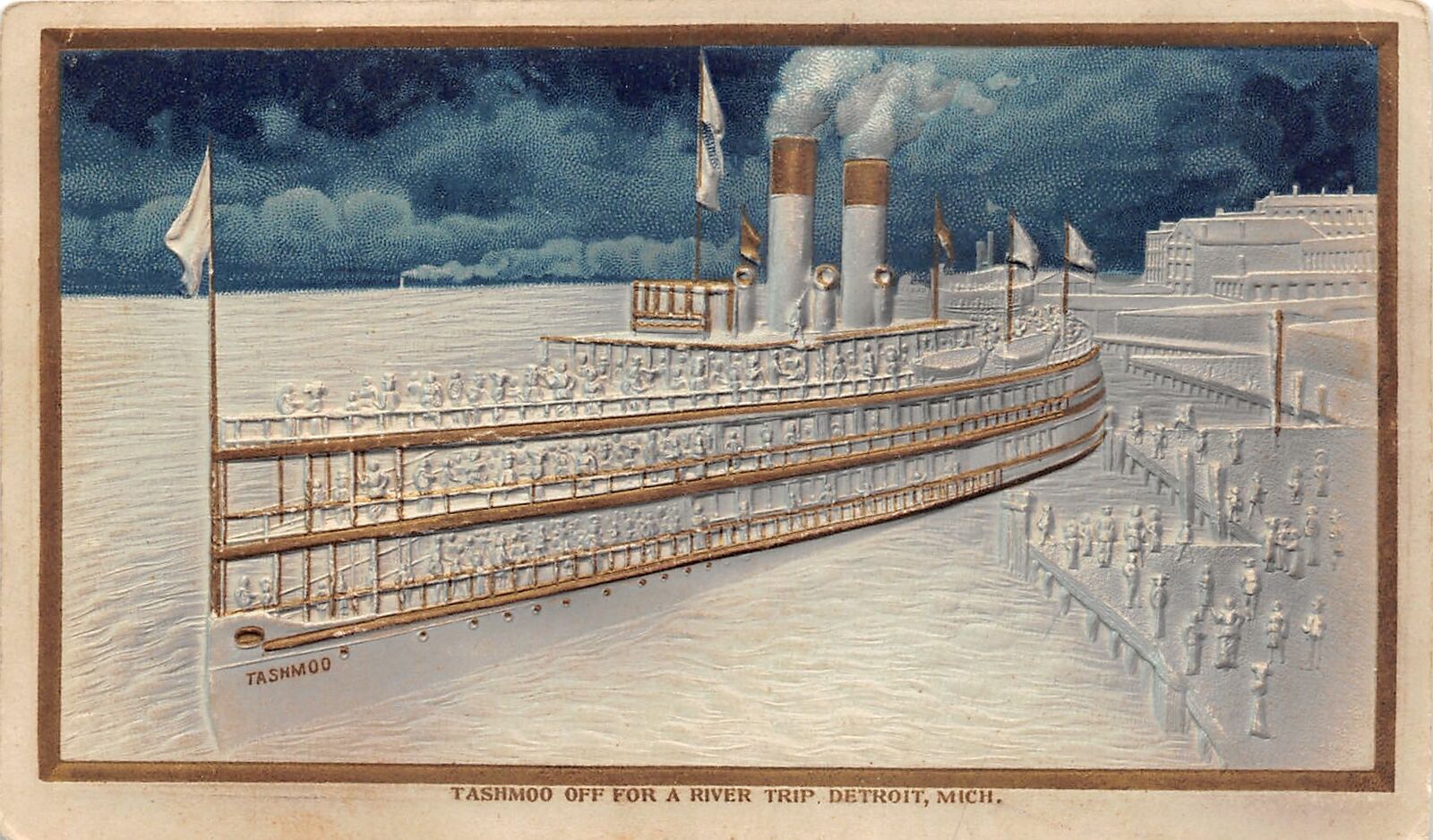J25/ Ship Postcard c1910 Detroit Michigan Tashmoo Steamer River Trip 57
