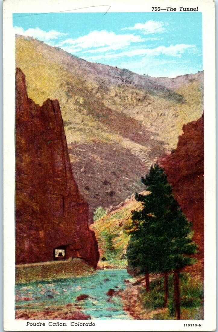 Vintage Card #700 The Tunnel Poudre Canon, Colorado Sanborn Souvenir Co. 1940\'s