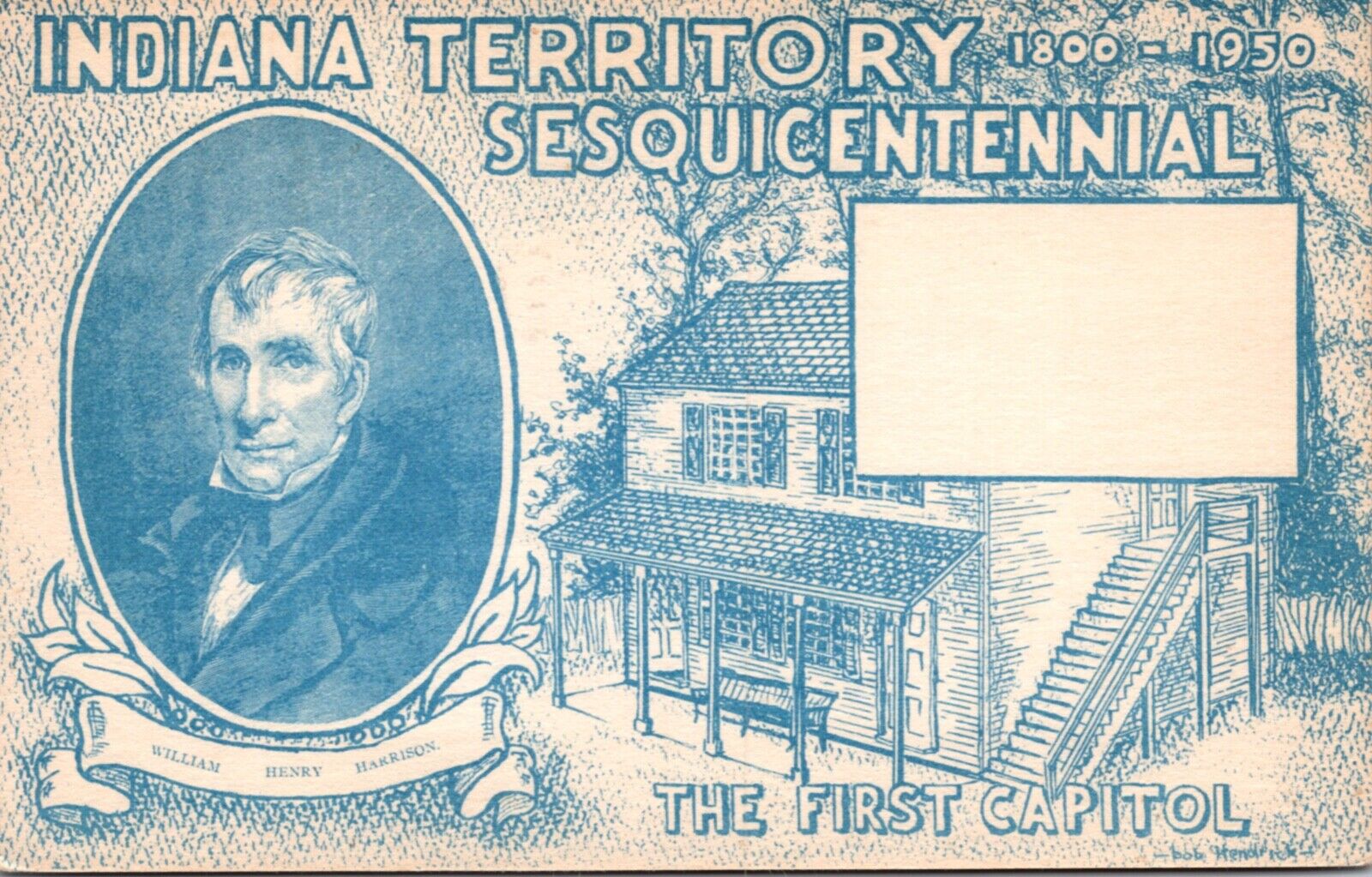 Postcard Indiana Territory Sesquicentennial 1800-1950 William Henry Harrison